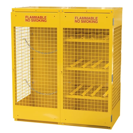 Vestil Yellow Cylinder Cabinet Horizontal & Vertical 8-10 Cylinder Knock Down CYL-H8-V510-KD